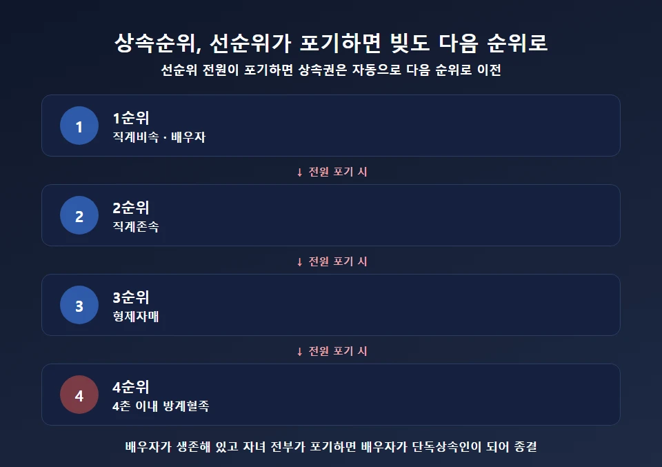 상속순위 1~4순위와 후순위로 빚이 넘어가는 구조