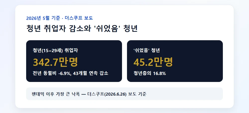 청년 취업자 감소와 '쉬었음' 청년 현황