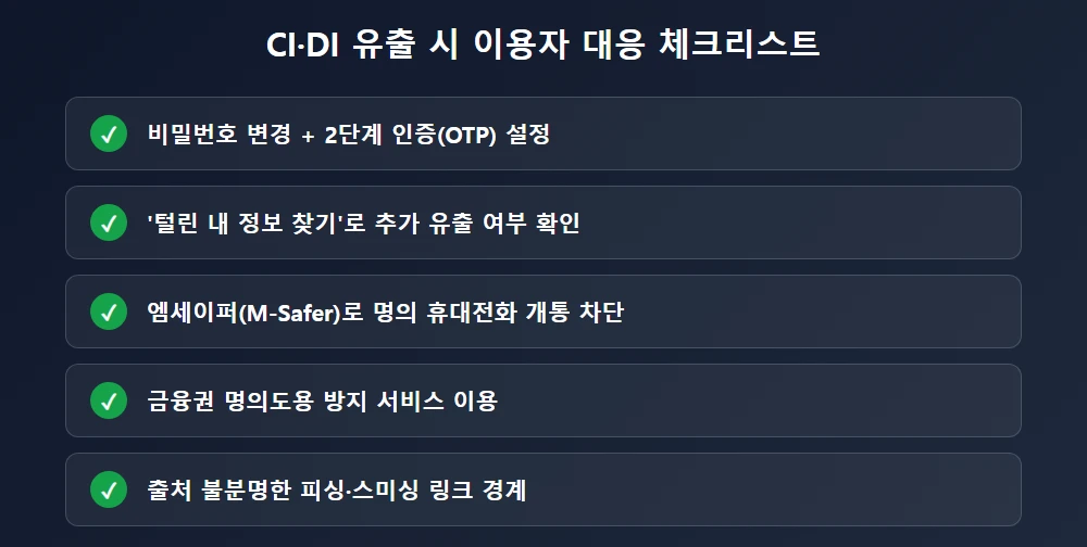 CI·DI 유출 시 이용자 대응 체크리스트
