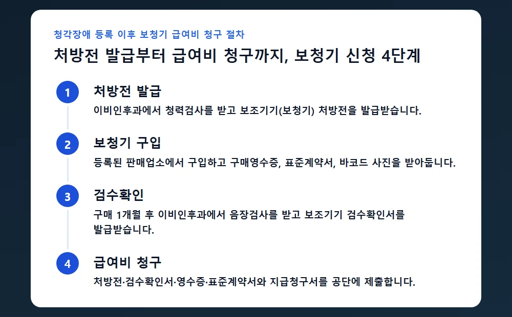 처방전 발급부터 급여비 청구까지 보청기 신청 절차 4단계