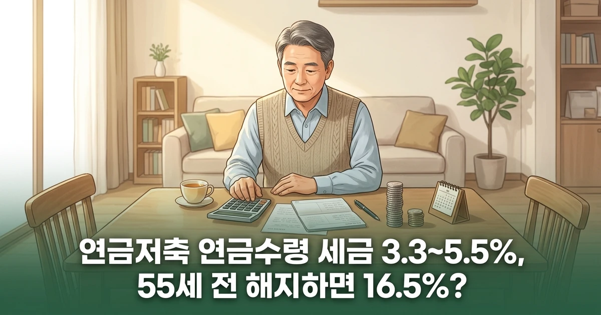 연금저축 연금수령 세금 3.3~5.5%, 55세 전 해지하면 16.5%?