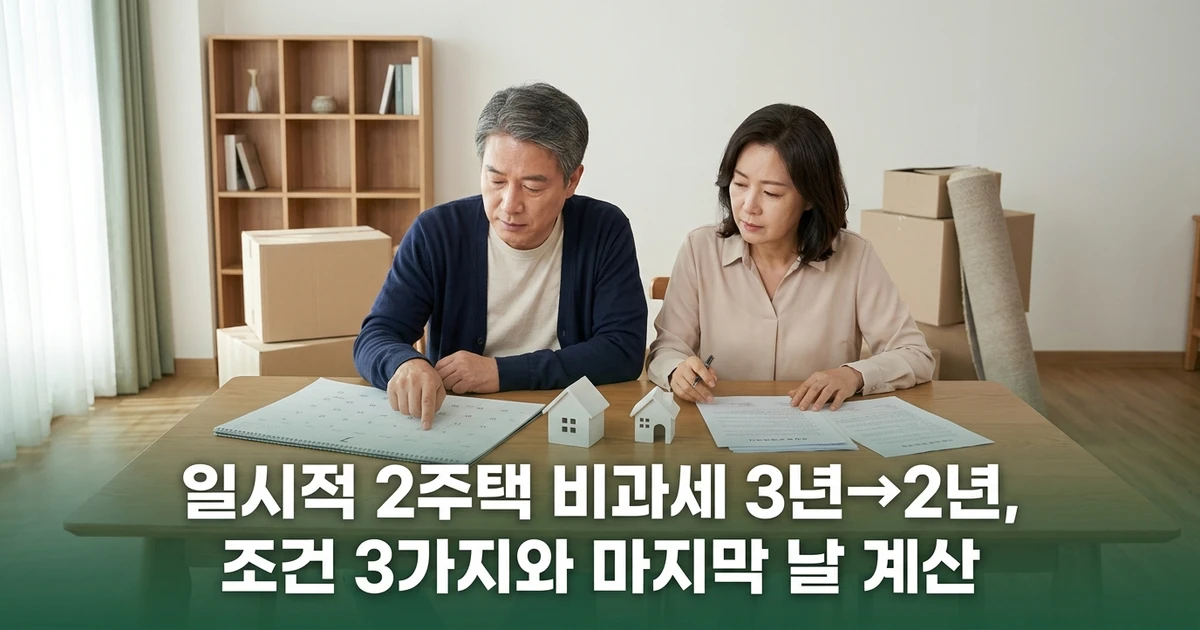 일시적 2주택 비과세 3년→2년, 조건 3가지와 마지막 날 계산